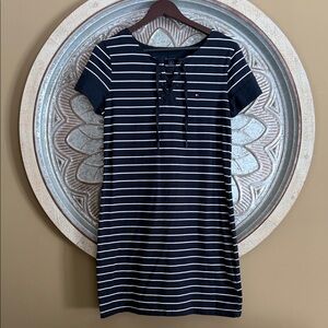 Tommy Hilfiger Navy and White Striped Mini Dress